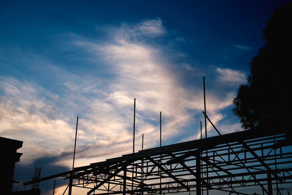 Construction dusk silhouette