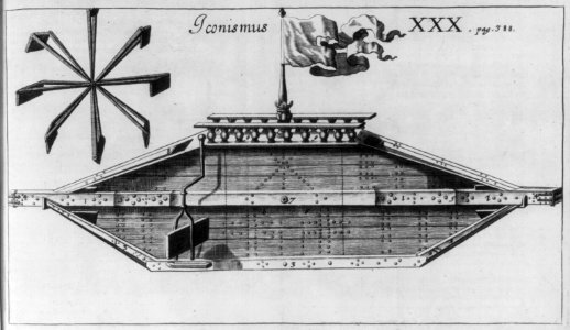 Ironclad vessel with rudder and paddlewheel LCCN2007675508
