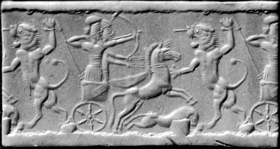 Iranian - Cylinder Seal with a Lion Hunt - Walters 42797