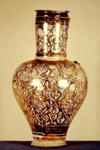 Iranian - Kashan Ware Jug with a Seated Female and Arabesques - Walters 481246