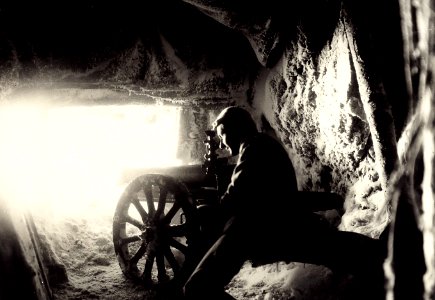 Italian soldier in a snow cave on Monte Nero 1916