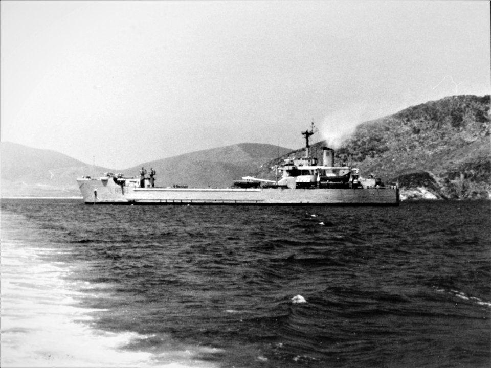 Italian tank landing ship Grado (L9890) off Sardinia in May 1978