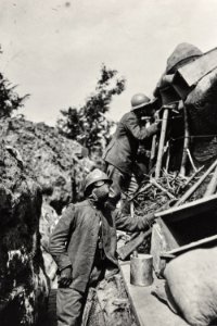 Italian soldiers with gas masks, Lucinico 1916 photo