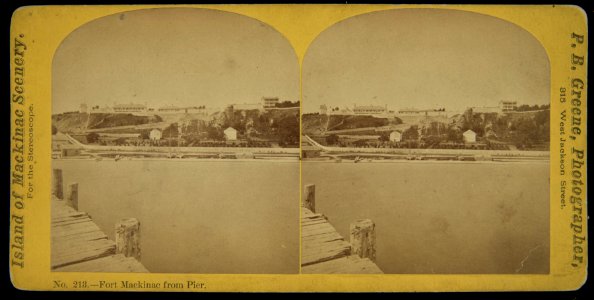 Island of Mackinac Scenery, No. 213. Fort Mackinac from Pier (NBY 1654)