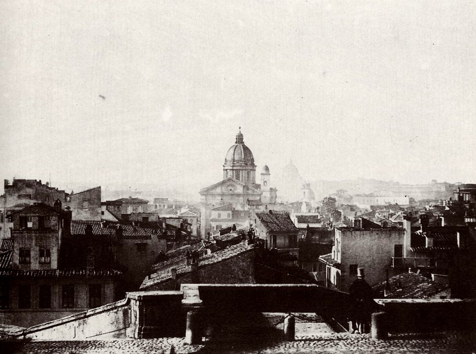 Italienischer Photograph um 1850 - Blick auf Rom von der Piazza SS. Trinità dei Monti aus (Zeno Fotografie)