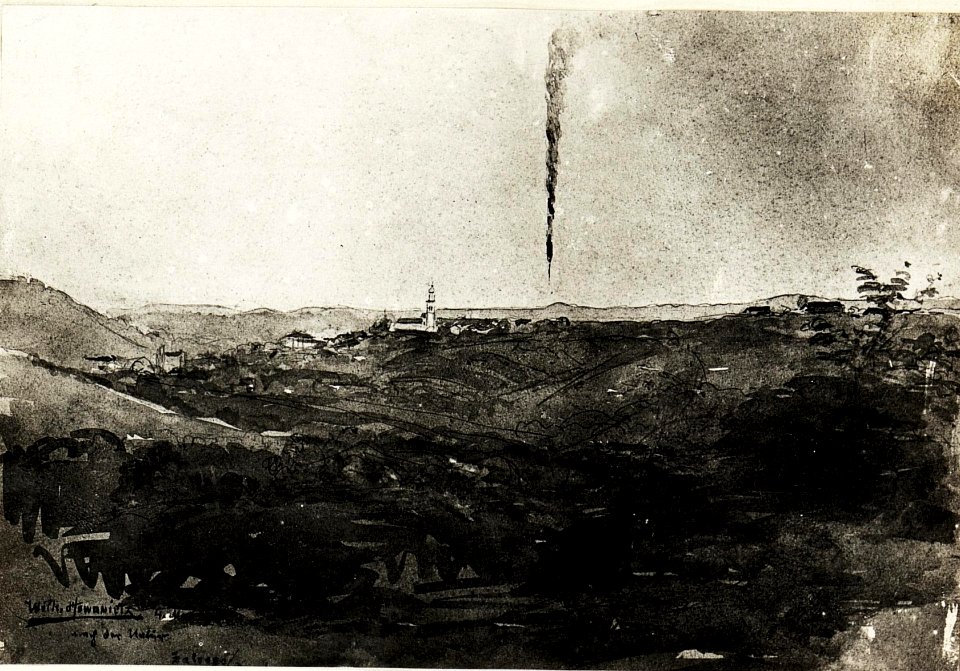 Italienischer Fesselballon M.4 welcher am 4. Mai 1916 Brand geschossen wurde. (BildID 15594936)