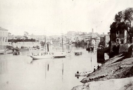 Italienischer Photograph um 1860 - Ein Dampfer auf dem Tiber bei Ripagrande (Zeno Fotografie) photo