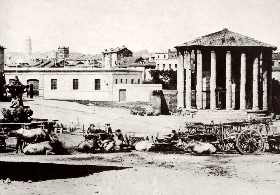 Italienischer Photograph um 1870 - Die Piazza di Bocca della Verità (Zeno Fotografie)