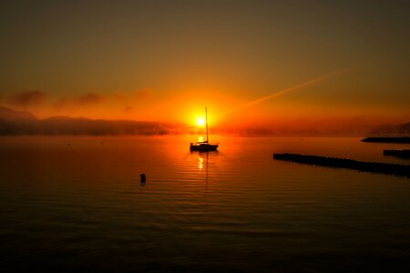 Mist lake water photo