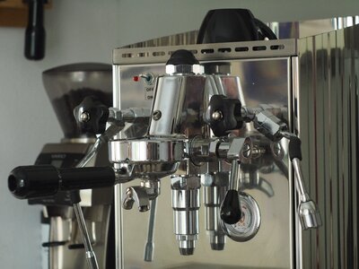 Preparing coffee espresso machine photo