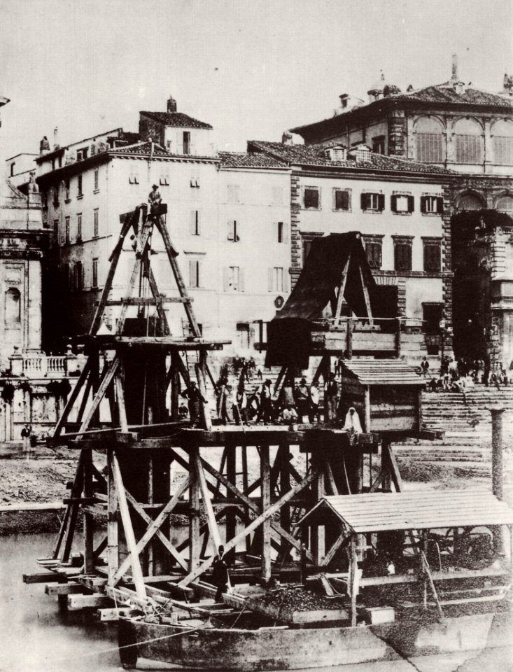 Italienischer Photograph um 1877 - Der Bau der Not-Brücke von Ripetta (Zeno Fotografie) photo