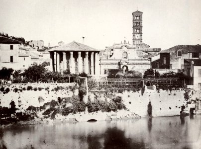 Italienischer Photograph um 1860 - Ansicht der Piazza di Bocca della Verità vom Ponte Rotto aus (Zeno Fotografie)