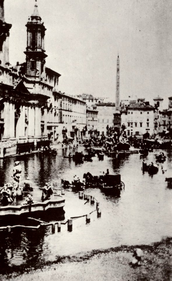 Italienischer Photograph um 1865 - Piazza Navona mit dem »lago estivo« (Zeno Fotografie)