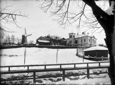 Itäinen Kaivopuisto 2 (=Myllytie 2) ja tuulimylly Myllykalliolla (=Myllytie 4) - N1115 (hkm.HKMS000005-km0000mbhi)