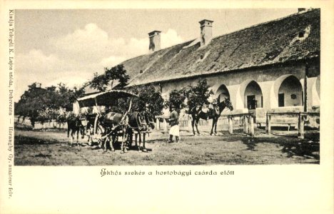 Haranghy György Ekhós szekér a hortobágyi csárda előtt 0124160