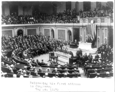 Harding delivering first address to Congress, 1921. LCCN2002695734