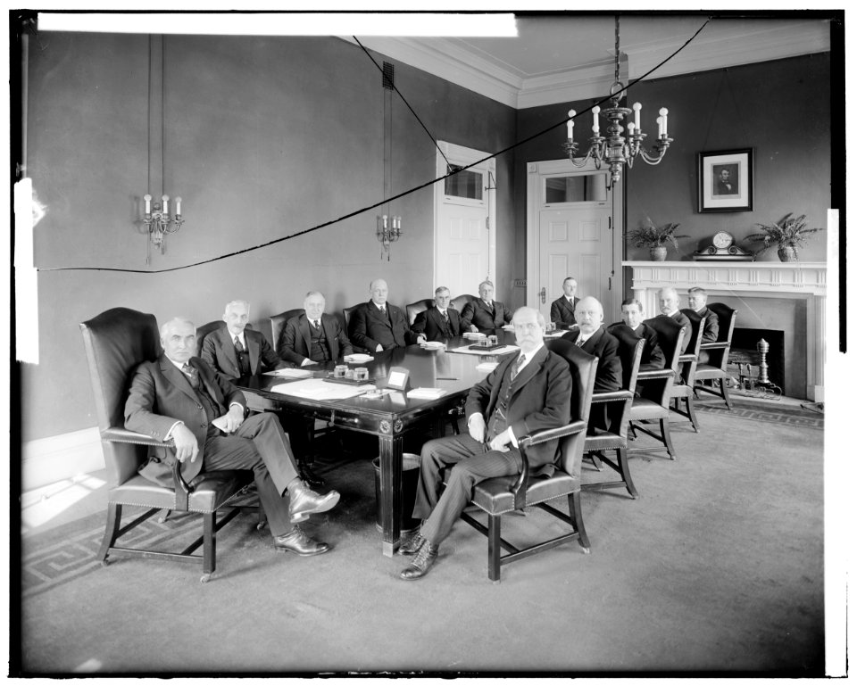 HARDING, WARREN G. WITH CABINET. INDOORS LCCN2016859363