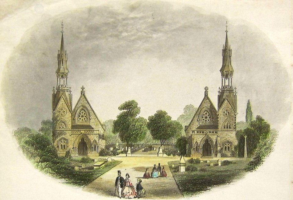 Harrogate Cemetery with two chapels