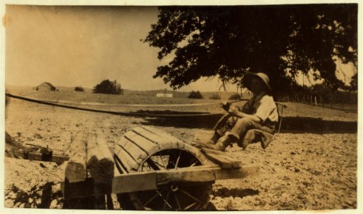 Harry Dewitt driving a roller on his father's farm. See report. LOC nclc.00423