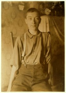 Harry McShane - 134 B'way (I,e, Broadway) -Cin. O. - 16 yrs. of age on June 29, 1908. Had his left arm pulled off near shoulder, and right leg broken through kneecap, by being caught on belt LOC cph.3c19630