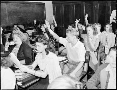 Harry Ray Fain, son of coal loader, in one of his high school classes. Wheelwright Junction, Floyd County, Kentucky. - NARA - 541453