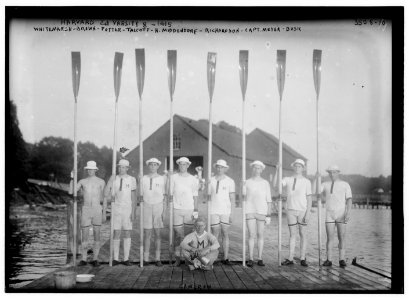 Harvard 2d varsity 8 - 1915, Whitemarsh - Brown - Potter - Talcott - H. Middendorf - Richardson - Capt. Meter - Busk LCCN2014699191