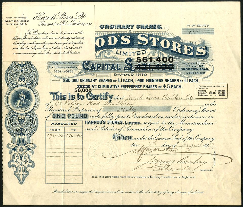 Harrods Stores 1903
