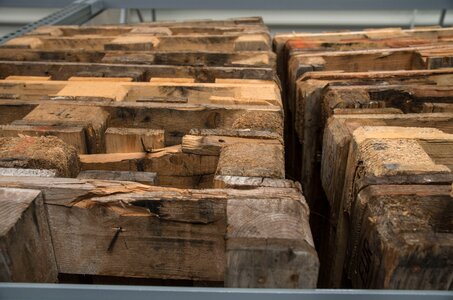 Wooden pallets logistics stacked up