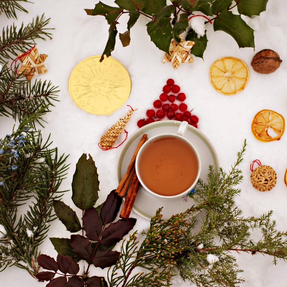 Winter background drink