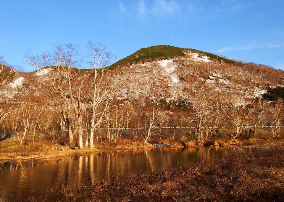 Slope snow melting snowfields