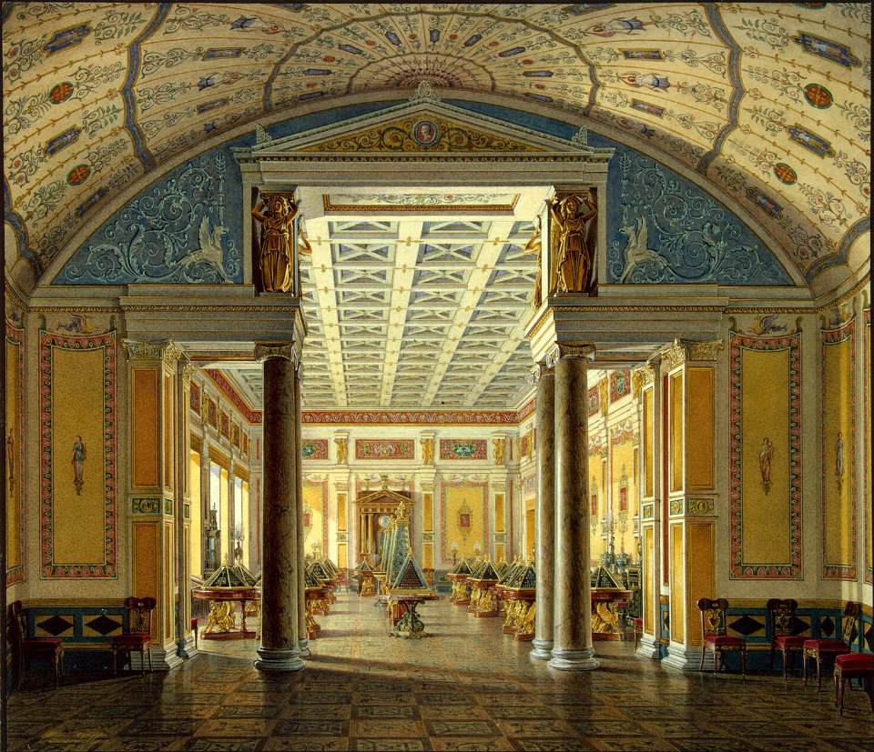 Hau. Interiors of the New Hermitage. The Room of Cameos