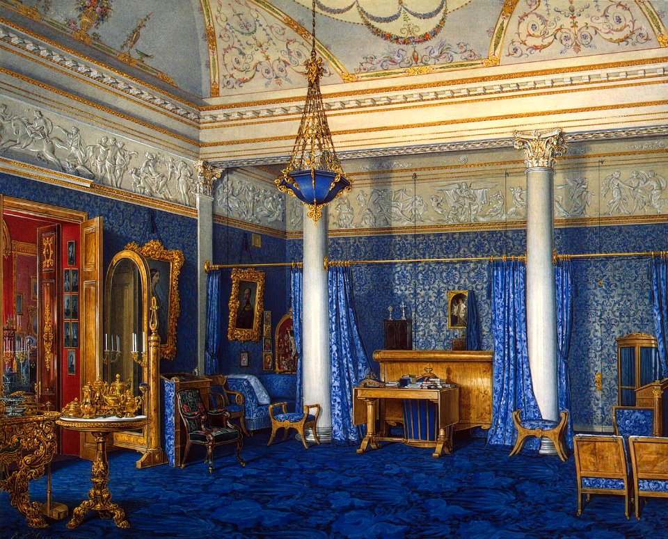 Hau. Interiors of the Winter Palace. The Bedchamber of Empress Alexandra Fyodorovna. 1859