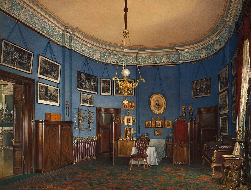 Hau. Interiors of the Small Hermitage. The Bedroom of Crown Prince Nikolai Alexandrovich