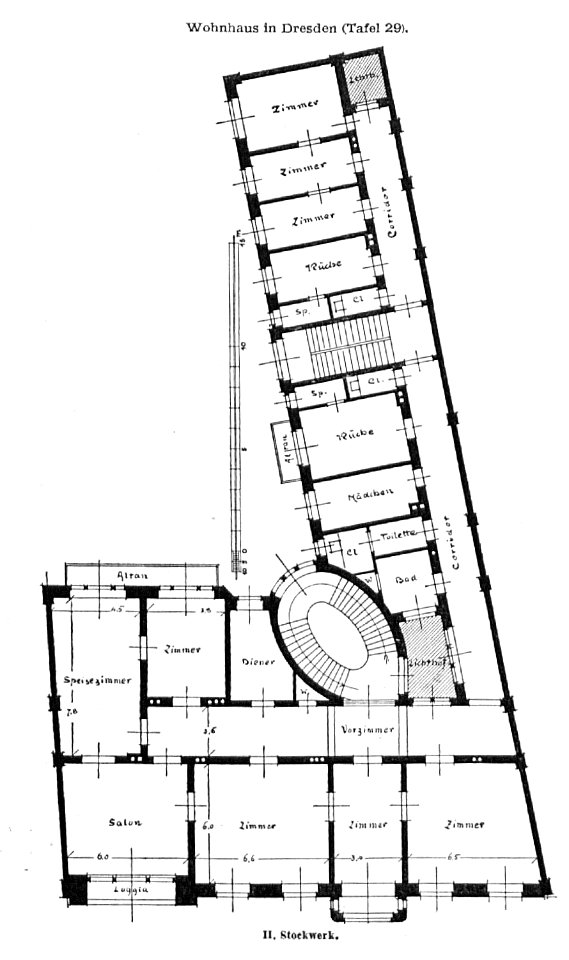 Haus Bürgerwiese 20 Dresden Architekt F.R. Voretzsch, Tafel 29, Grundriss