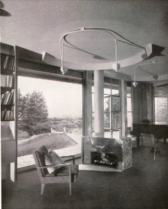 Haus Schminke in Löbau (Sachsen), 1933. Aussichtsfenster im Wohnzimmer