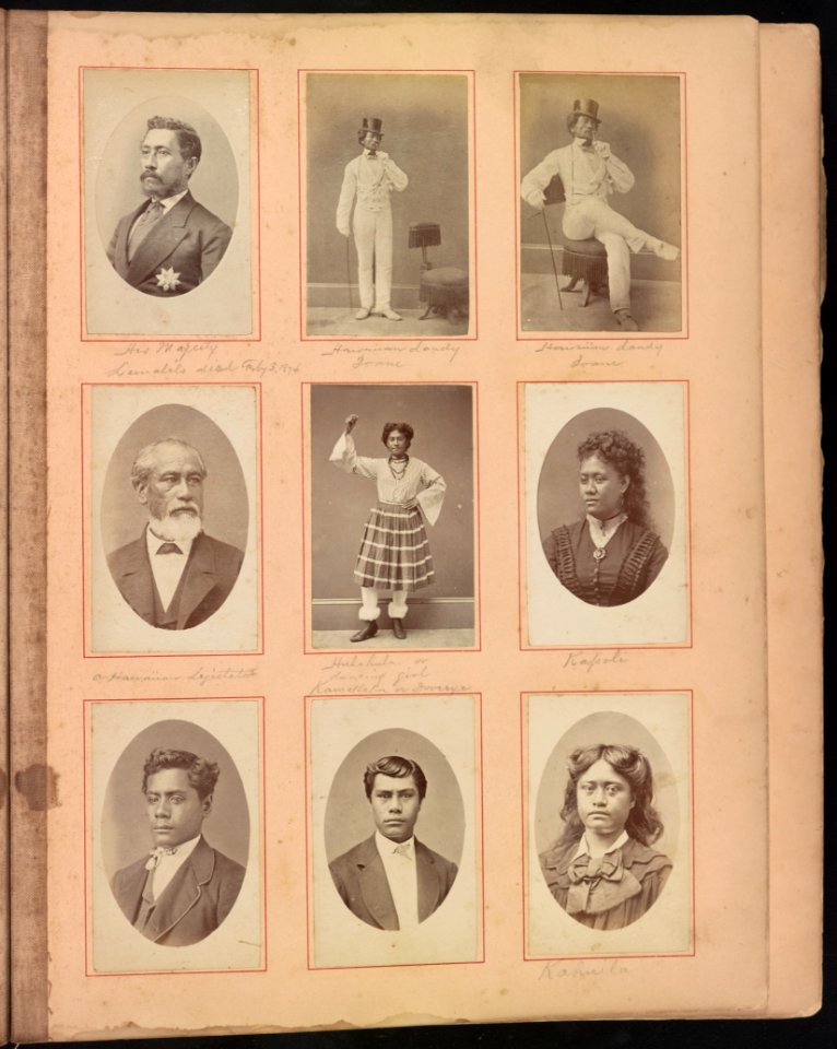 Hawaii album, p. 26, portraits of men and women LCCN2016651993