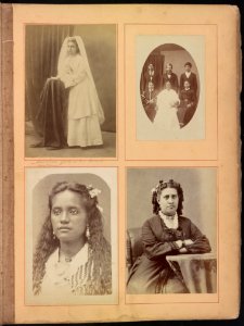 Hawaii album, p. 33, portraits of bride and others LCCN2016651990