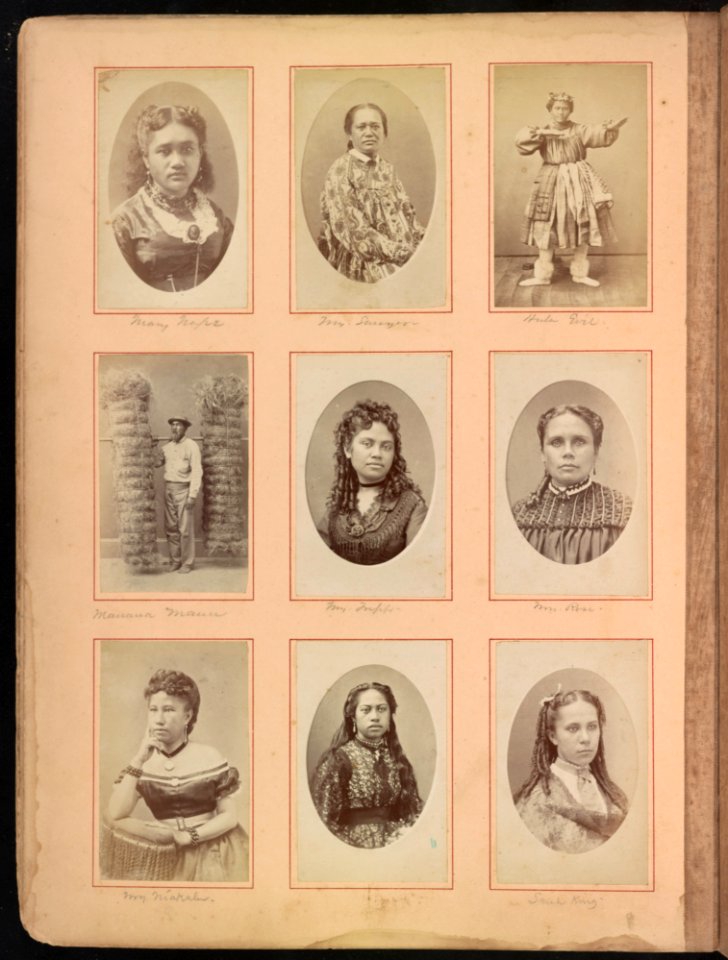 Hawaii album, p. 6, portraits of Hawaiian women and men LCCN2016651392