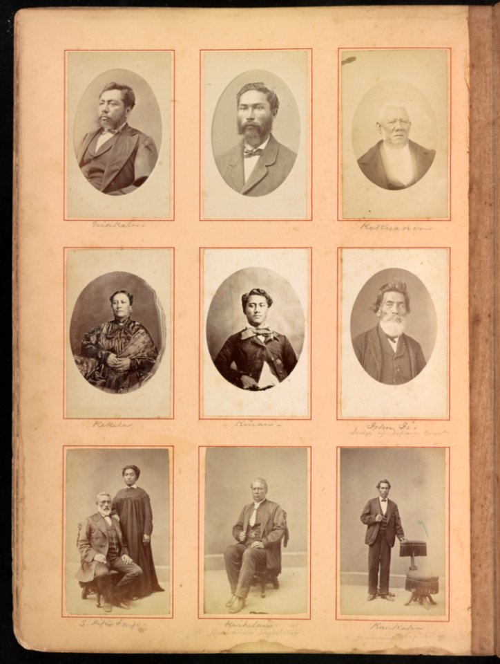 Hawaii album, p. 8, portraits of Hawaiian women and men LCCN2016651396