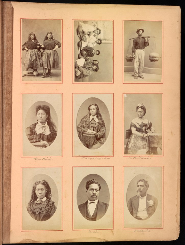 Hawaii album, p. 7, portraits of Hawaiian women and men LCCN2016651393