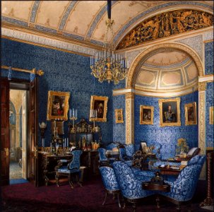 Hau. Interiors of the Winter Palace. The Boudoir of Grand Princess Maria Alexandrovna. 1850s