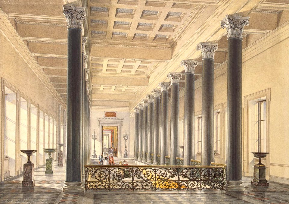 Hau. Interiors of the New Hermitage. The Upper Landing of the Staircase
