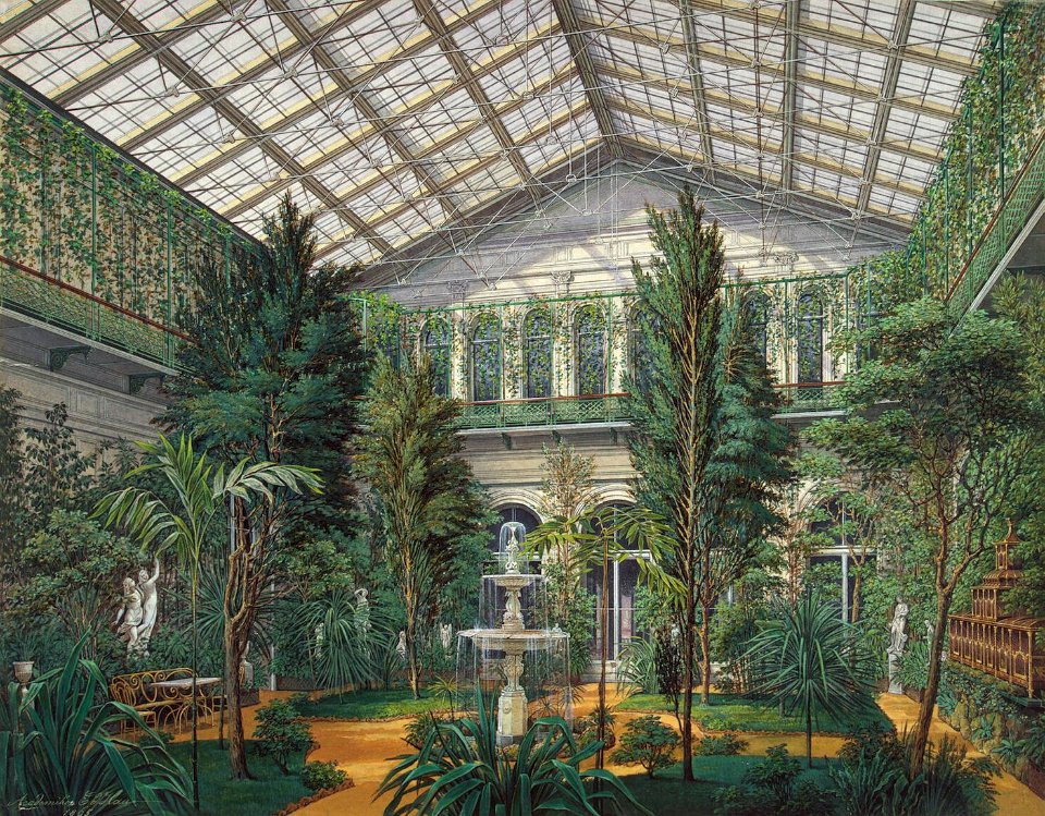 Hau. Interiors of the Small Hermitage. The Winter Garden. 1865