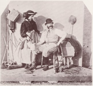 Hawarden, Clementina - Mädchen mit rauchendem Mann (Zeno Fotografie)