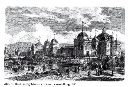 Hauptgebäude für die Gewerbe- und Kunstausstellung 1880 im Bereich des ehemaligen Zoologischen Gartens in Düsseldorf, Entwurf Boldt & Frings photo