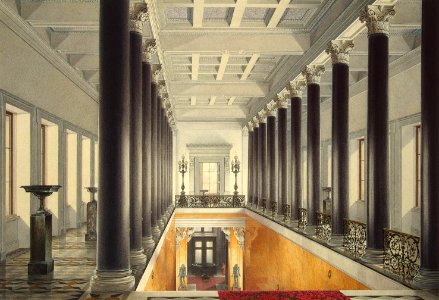 Hau. Interiors of the New Hermitage. The Upper Landing of the Main Staircase