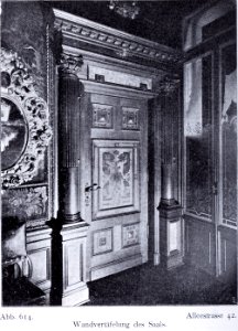 Haus Alleestraße 42 in Düsseldorf, Wandvertäfelung des Saals, Saal umgebaut durch Jacobs & Wehling (1862-1913)