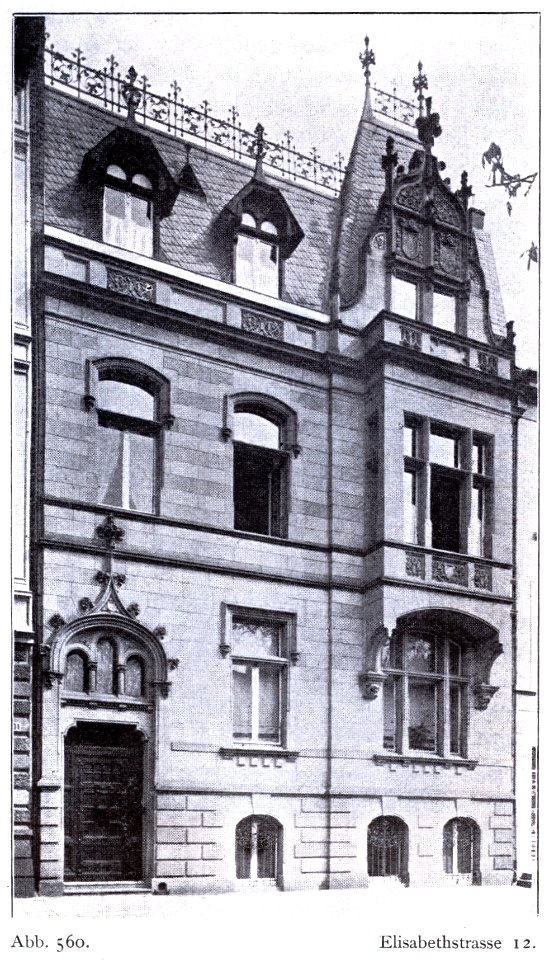 Haus Elisabethstraße 12 in Düsseldorf, erbaut von 1897 bis 1898 von Architekt Ernst Röting