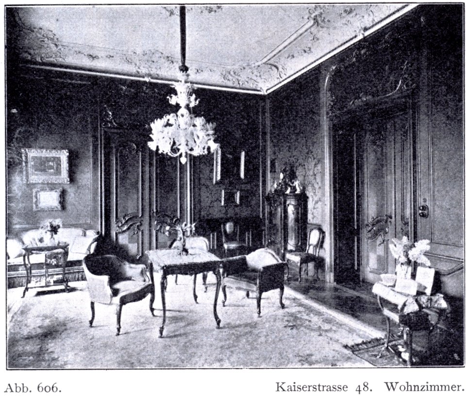 Haus Kaiserstraße 48 in Düsseldorf, erbaut durch Kayser & von Grossheim aus Berlin, Wohnzimmer