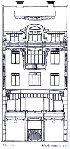 Haus Schadowstr. 47 in Düsseldorf, für Ingenieur H. Tebay durch den Architekten P.P. Fuchs im Jahre 1903 bis 1904 erbaut, Vorderansicht photo
